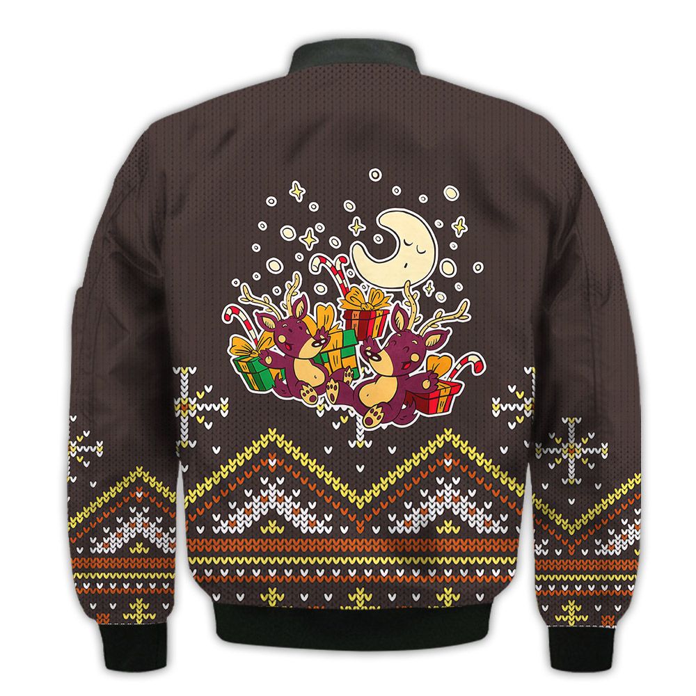 Animal-Print-Bomber-Jacket-Cute-Christmas-Purple-Reindeer-Pattern-Brown-3D-Bomber-Jacket-Gift-For-Christmas-2