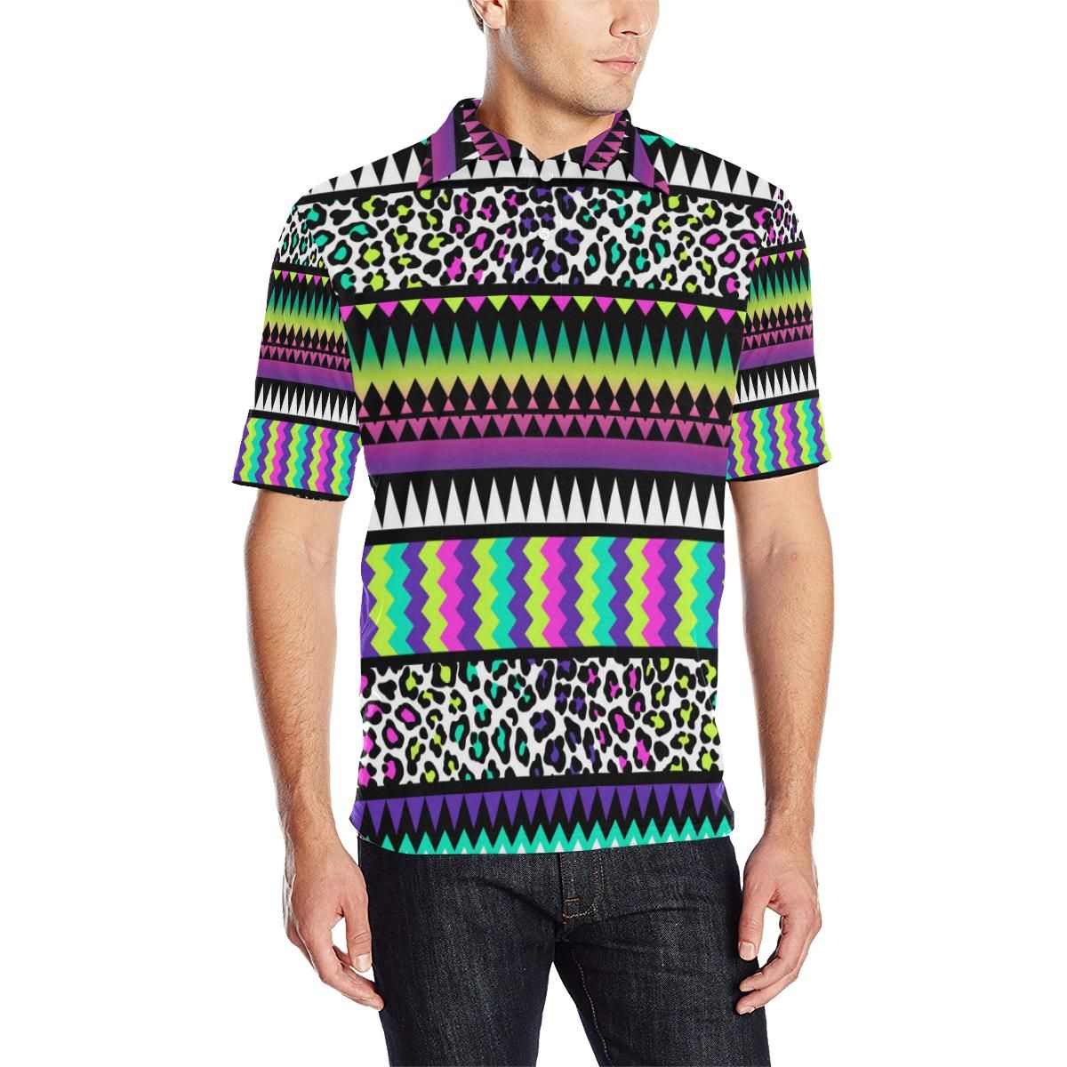 Animal Skin Aztec Rainbow Men Polo Shirt Animal Skin Aztec Rainbow Men Polo Shirt