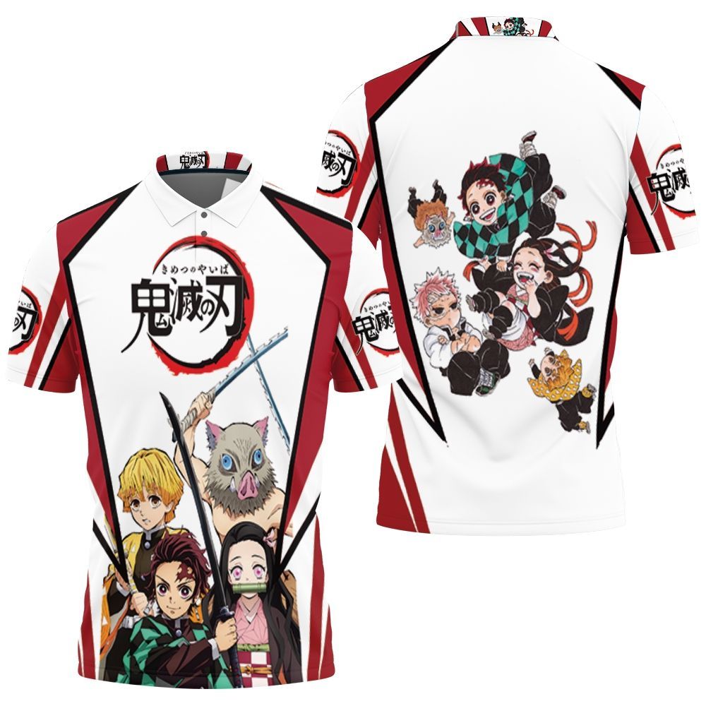 Anime Kimetsu No Yaiba Tanjiro And Friends Polo Shirt Anime Kimetsu No Yaiba Tanjiro And Friends Polo Shirt