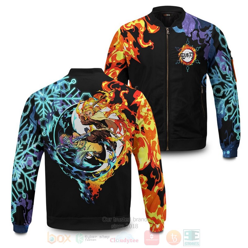 Anime Yin Yang Rengoku Akaza Bomber Jacket Anime Yin Yang Rengoku Akaza Bomber Jacket