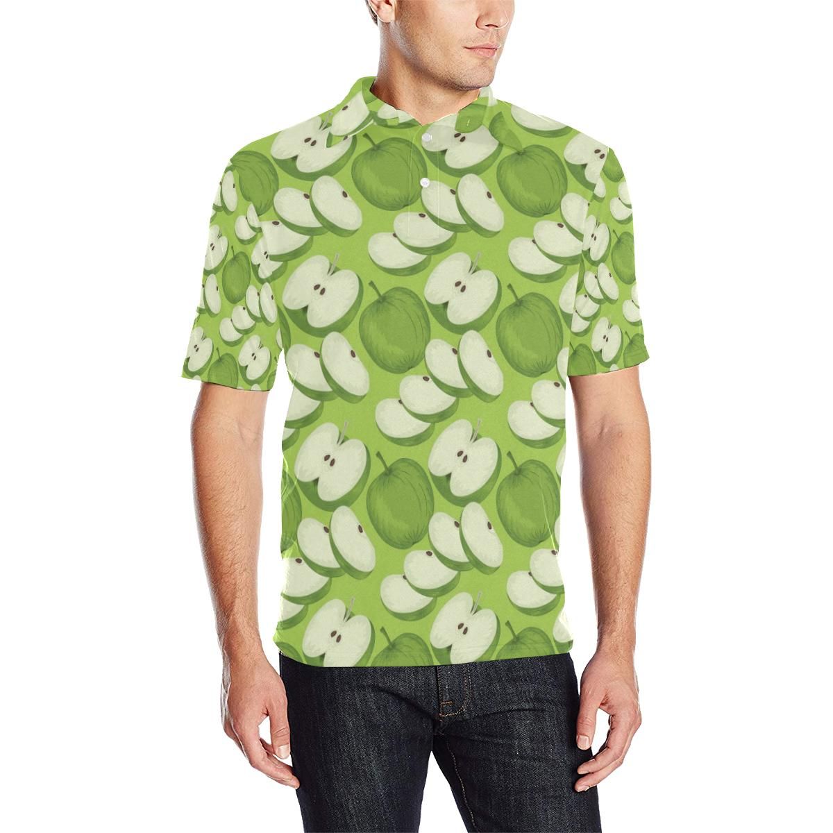 Apple Pattern Print Design Ap010 Men Polo Shirt Apple Pattern Print Design Ap010 Men Polo Shirt