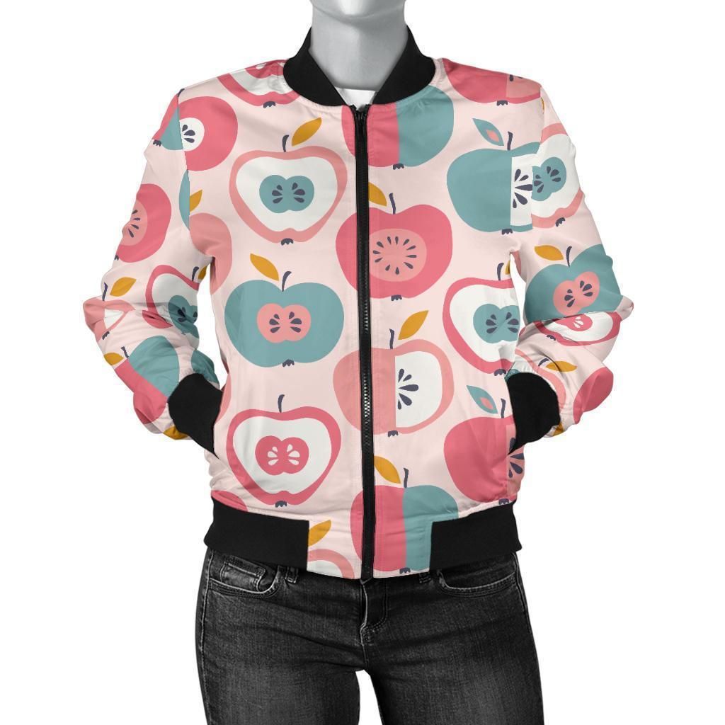 Apple-Pattern-Print-Women-Casual-Bomber-Jacket-1