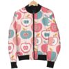 Apple Pattern Print Women Casual Bomber Jacket