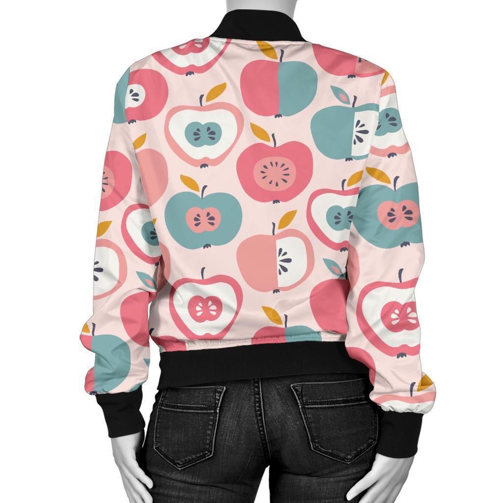 Apple-Pattern-Print-Women-Casual-Bomber-Jacket-2