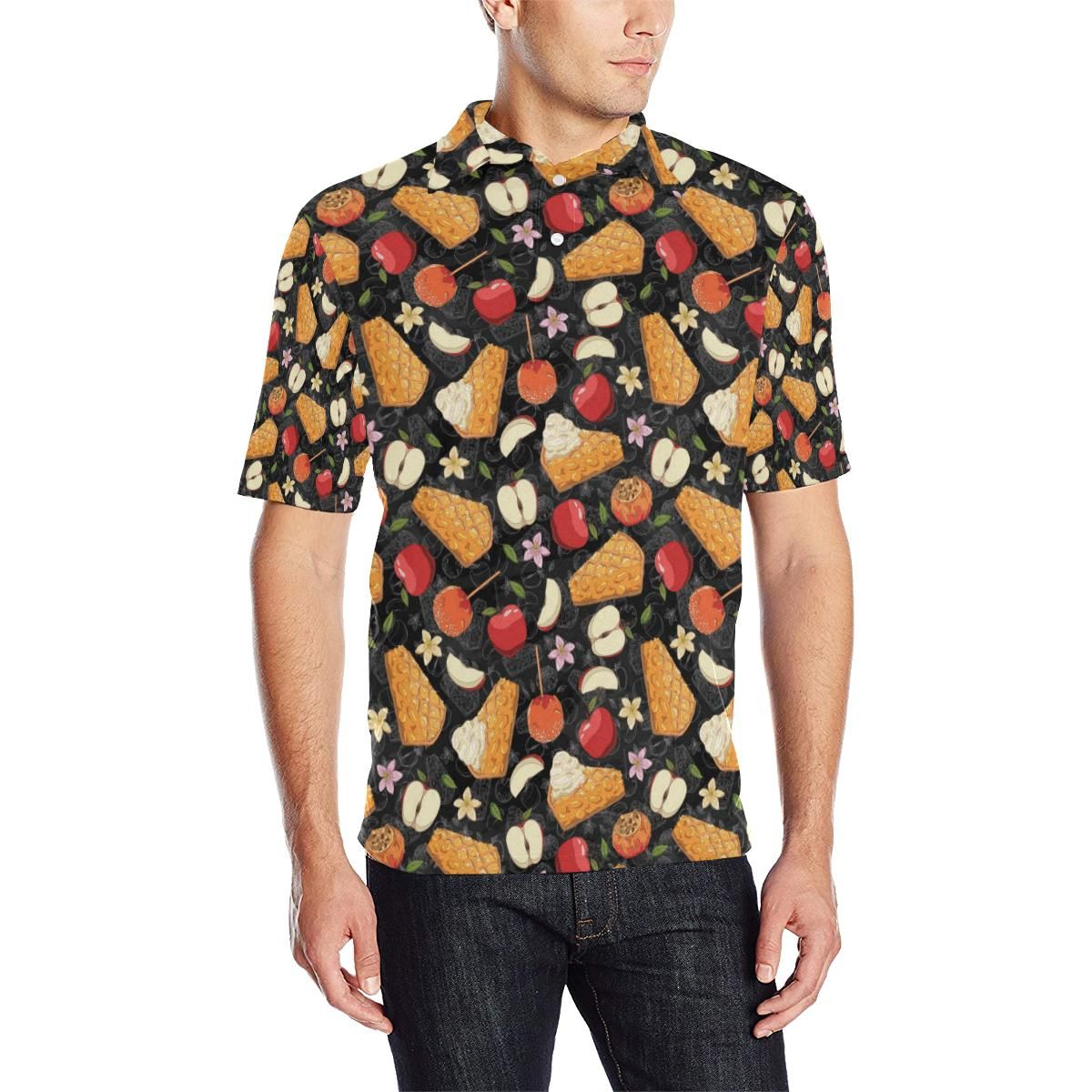 Apple Pie Pattern Print Design 01 Men Polo Shirt Apple Pie Pattern Print Design 01 Men Polo Shirt
