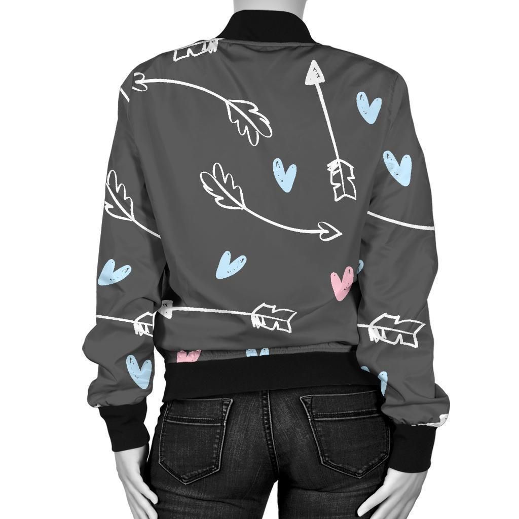 Archery-Heart-Pattern-Print-Women-Casual-Bomber-Jacket-2