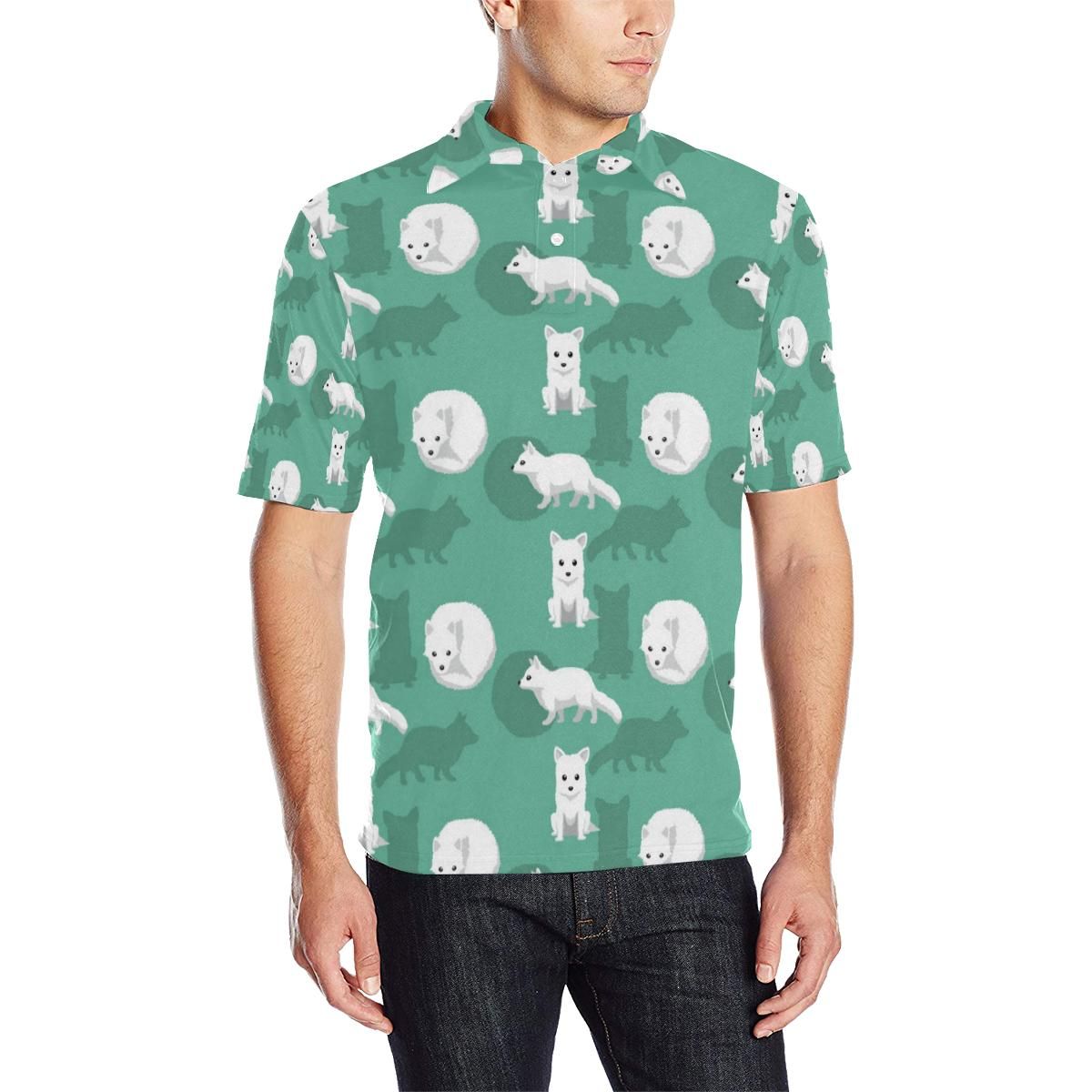 Arctic Fox Pattern Print Design Men Polo Shirt Arctic Fox Pattern Print Design Men Polo Shirt