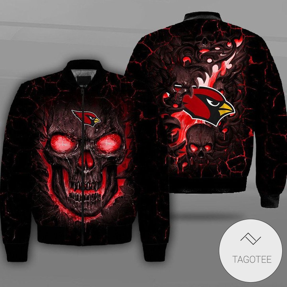 Arizona Cardinals Lava Skull Full Print Bomber Jacket Arizona Cardinals Lava Skull Full Print Bomber Jacket