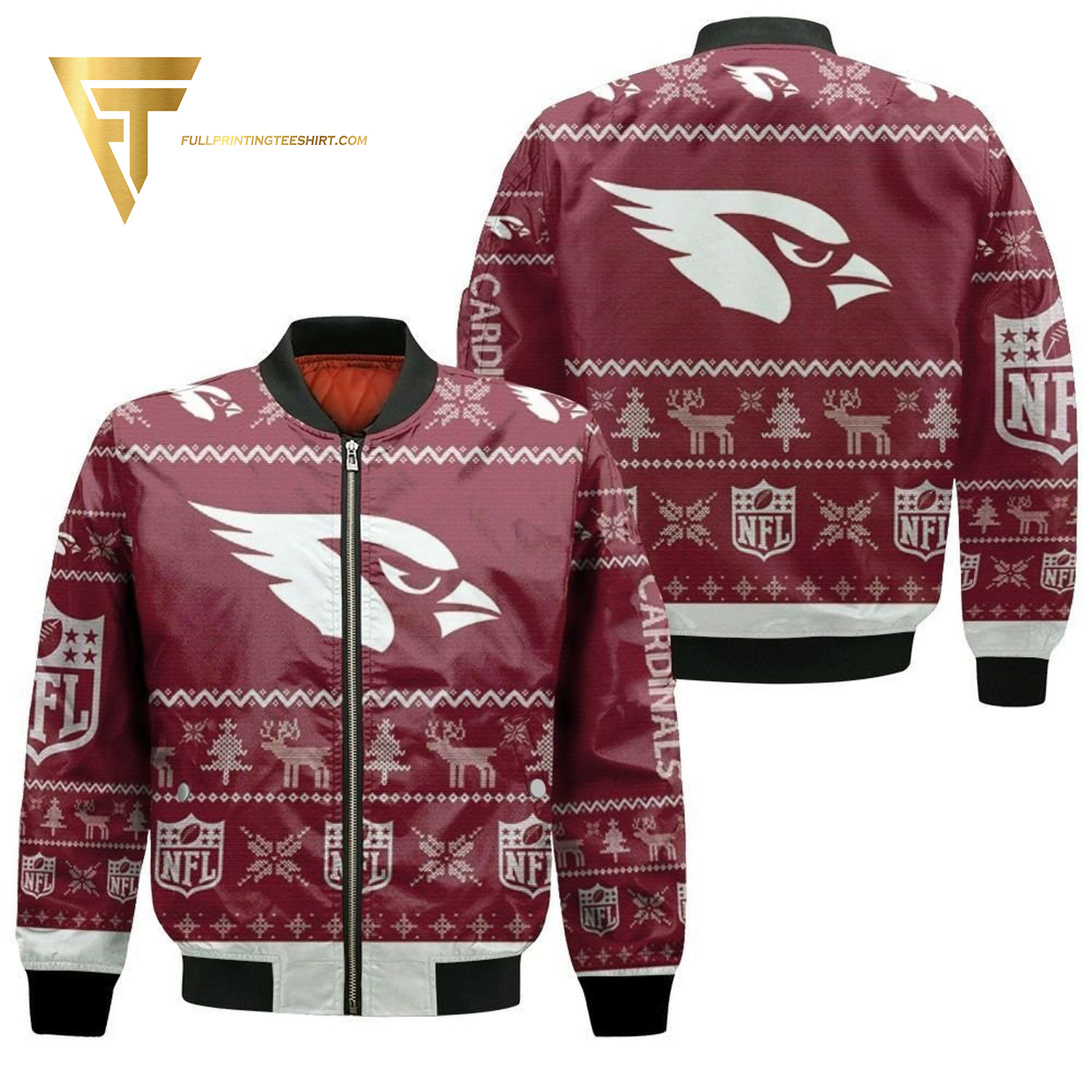 Arizona Cardinals Ugly Christmas Full Printing Bomber Jacket Arizona Cardinals Ugly Christmas Full Printing Bomber Jacket