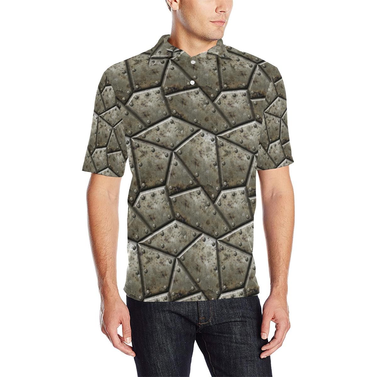 Armor Pattern Print Design 01 Men Polo Shirt Armor Pattern Print Design 01 Men Polo Shirt