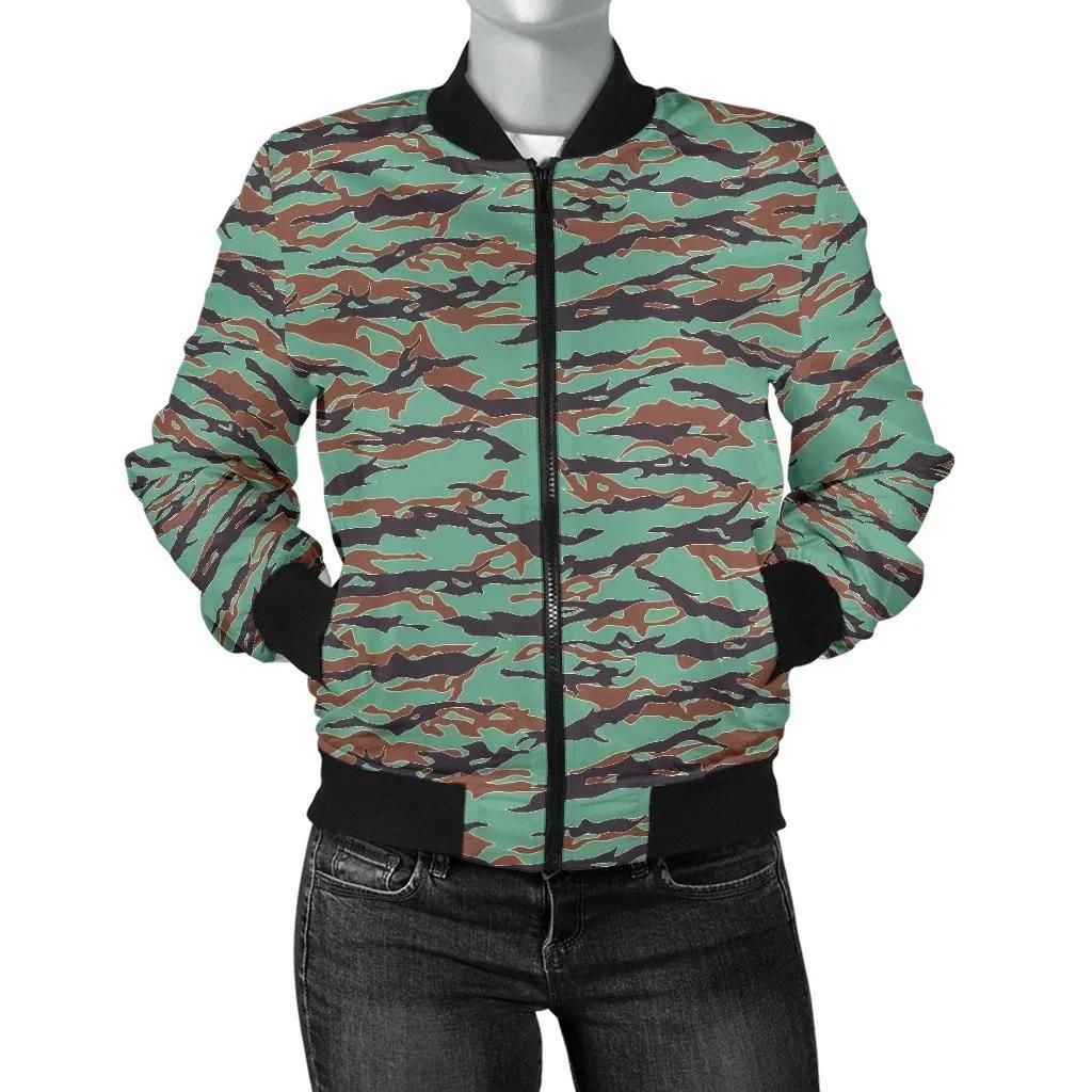 Army Guyana Tiger Stripe Camouflage Seamless Women's Bomber Jacket A27 Bomber Jacket Army Guyana Tiger Stripe Camouflage Seamless Women's Bomber Jacket A27 Bomber Jacket
