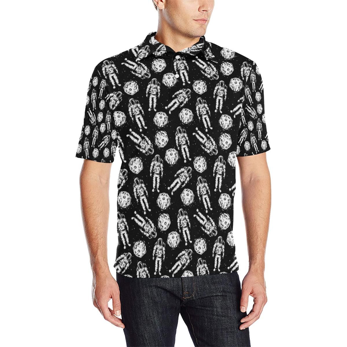 Astronaut Pattern Print Design 03 Men Polo Shirt Astronaut Pattern Print Design 03 Men Polo Shirt