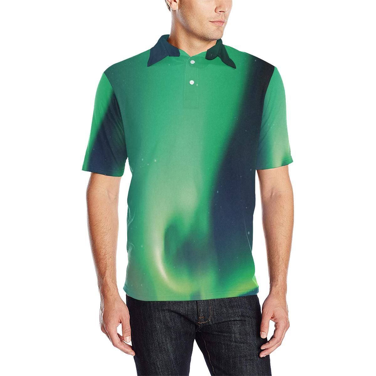 Aurora Borealis Pattern Print Design 04 Men Polo Shirt Aurora Borealis Pattern Print Design 04 Men Polo Shirt