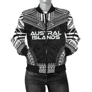Austral Islands Polynesian Chief Women'S Bomber Jacket - Black Version - Bn10 Bomber Jacket