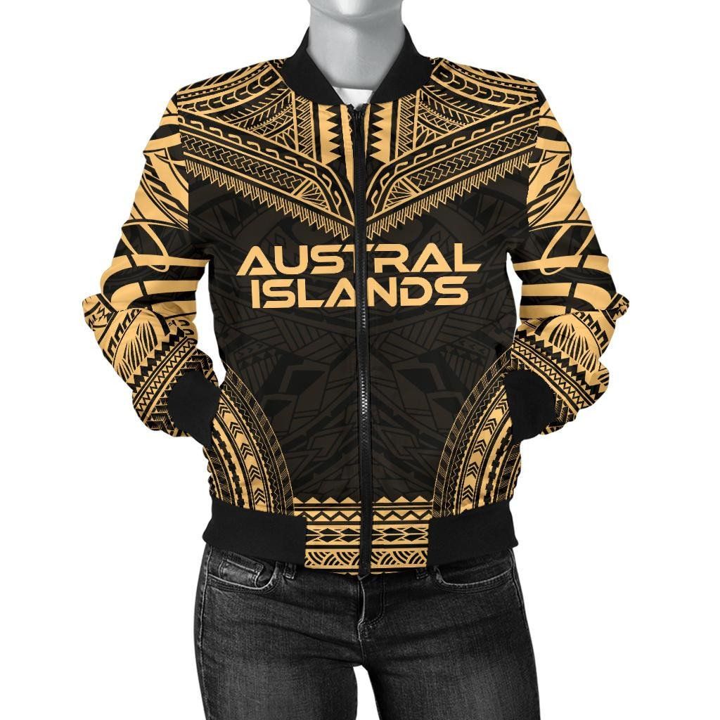Austral Islands Polynesian Chief Women'S Bomber Jacket - Gold Version - Bn10 Bomber Jacket Austral Islands Polynesian Chief Women'S Bomber Jacket - Gold Version - Bn10 Bomber Jacket