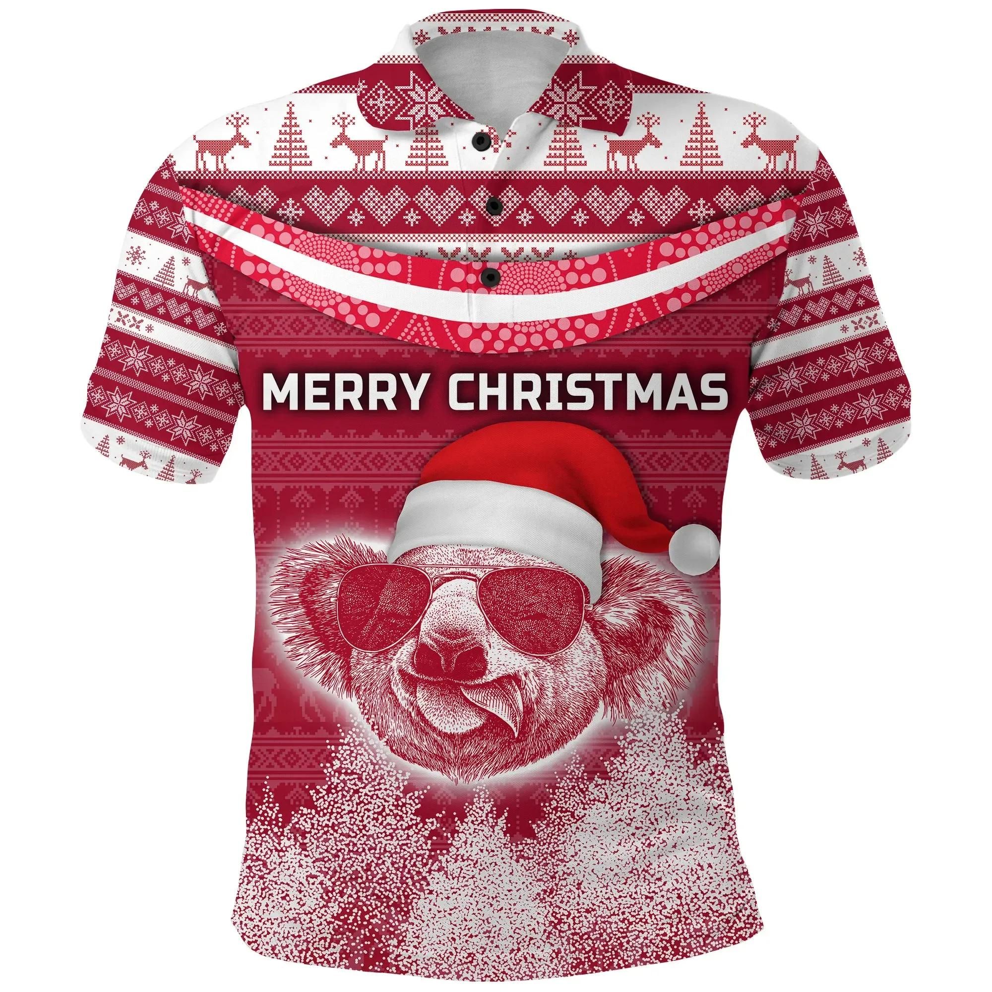 Australia Christmas Koala Bear Polo Shirt Simple Vibes Version K8 Australia Christmas Koala Bear Polo Shirt Simple Vibes Version K8