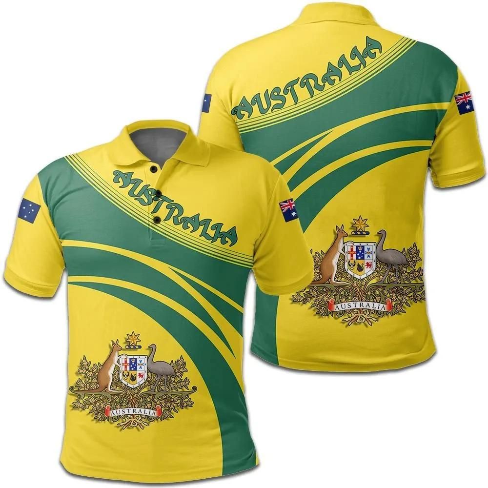Australia Coat Of Arms Polo Shirt Cricket Style J5W Australia Coat Of Arms Polo Shirt Cricket Style J5W