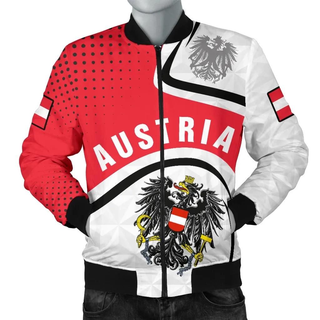 Austria Men's Bomber Jacket - Austrian Coat Of Arms and Flag - BN18 Bomber Jacket Austria Men's Bomber Jacket - Austrian Coat Of Arms and Flag - BN18 Bomber Jacket