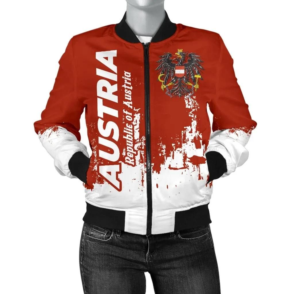 Austria Women's Bomber Jacket - Republic Austria - BN15 Bomber Jacket Austria Women's Bomber Jacket - Republic Austria - BN15 Bomber Jacket