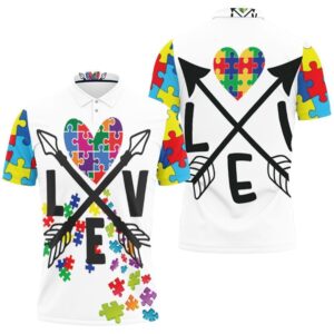 Autism Arrow Love Autism Support Polo Shirt