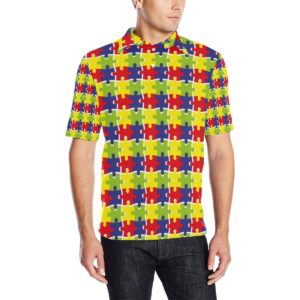 Autism Awareness Pattern Print Design 03 Men Polo Shirt