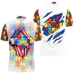 Autism Inside Flag Tshirts Super Hero Shirt Polo Shirt