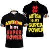 Autism Is My Super Power Puzzle Pieces Aspergers Day Humor Premium Polo Shirt