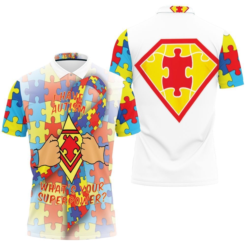Autism Support Super Hero Puzzle Piece Polo Shirt Autism Support Super Hero Puzzle Piece Polo Shirt