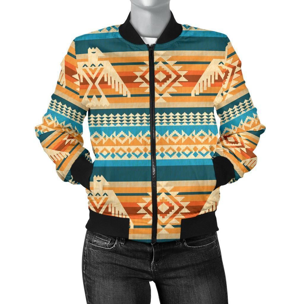 Aztec-Eagle-Print-Pattern-Women-Casual-Bomber-Jacket-1
