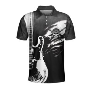 B&W Guitar And Skull Guitarist Polo Shirt #Dh
