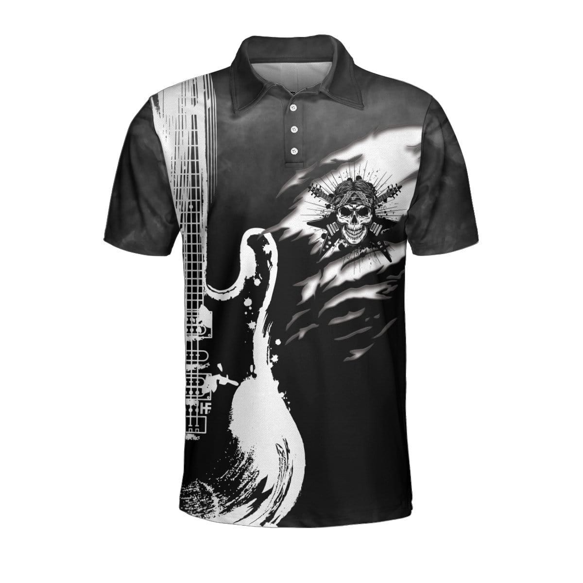 B&W Guitar And Skull Guitarist Polo Shirt #Dh B&W Guitar And Skull Guitarist Polo Shirt #Dh