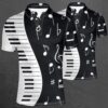 B&W Piano Music Notes Polo Shirt