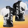 B&W Skull Golf Polo Shirt