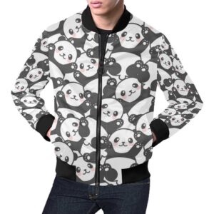 Baby Panda Pattern Print Mens Bomber Jacket