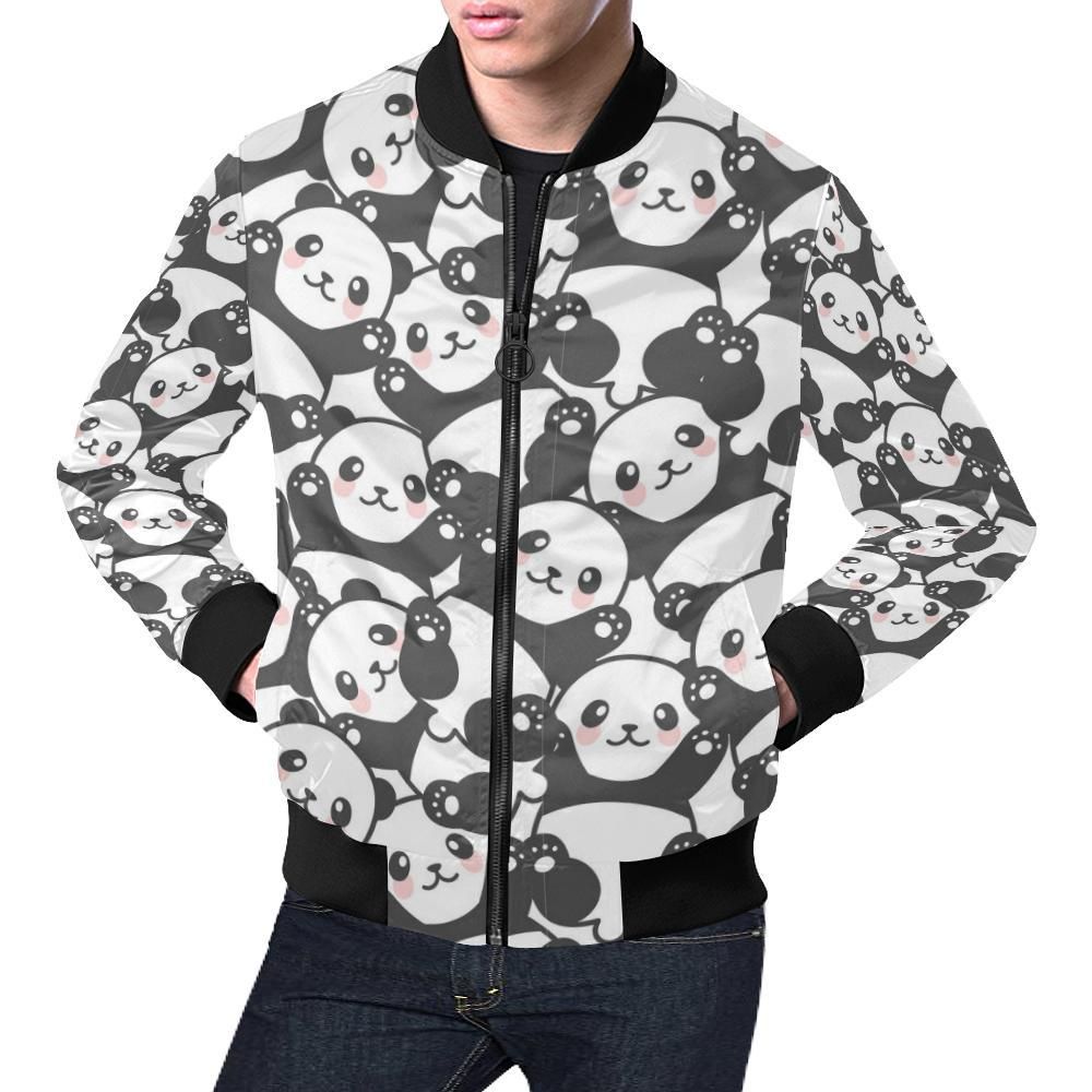 Baby Panda Pattern Print Mens Bomber Jacket Baby Panda Pattern Print Mens Bomber Jacket