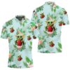 Baby Yoda Hugging Apples Seamless Tropical Green Leaves On Green Polo Shirt