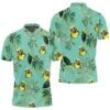 Baby Yoda Hugging Bananas Seamless Tropical Green Leaves On Green Polo Shirt