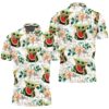 Baby Yoda Hugging Watermelons Seamless Tropical Colorful Flowers On White Polo Shirt