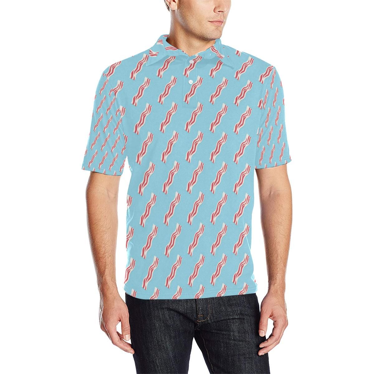 Bacon Pattern Print Design 03 Men Polo Shirt Bacon Pattern Print Design 03 Men Polo Shirt