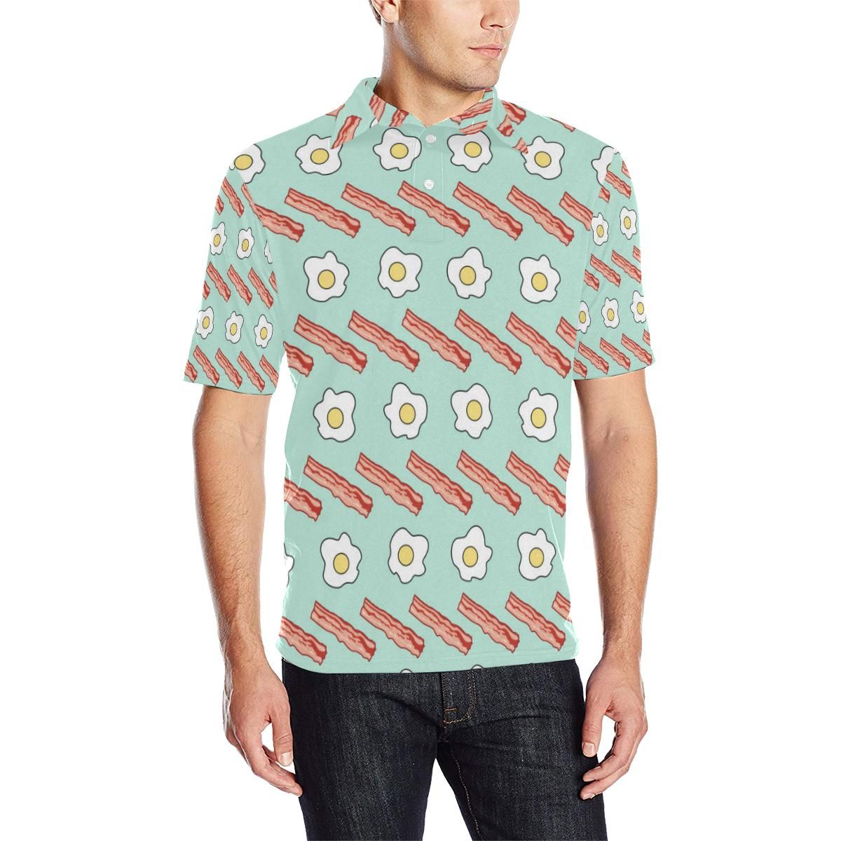 Bacon Sausage Pattern Print Design 01 Men Polo Shirt Bacon Sausage Pattern Print Design 01 Men Polo Shirt