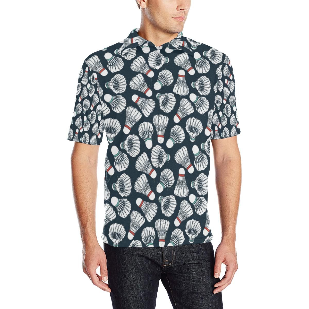 Badminton Ball Pattern Print Design 01 Men Polo Shirt Badminton Ball Pattern Print Design 01 Men Polo Shirt