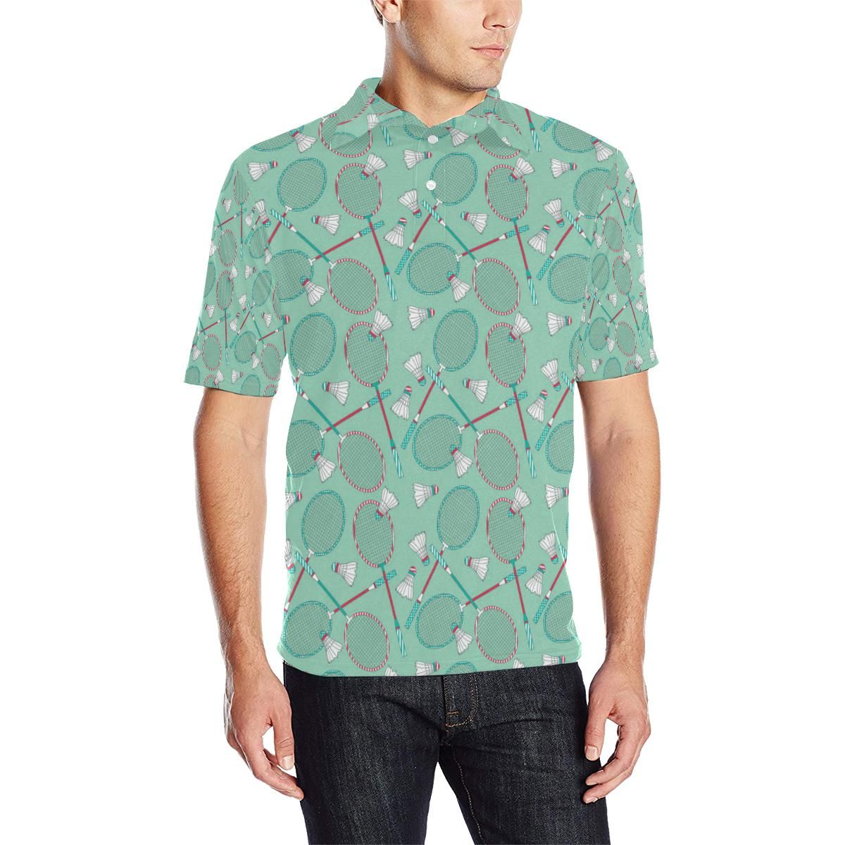 Badminton Pattern Print Design 05 Men Polo Shirt Badminton Pattern Print Design 05 Men Polo Shirt
