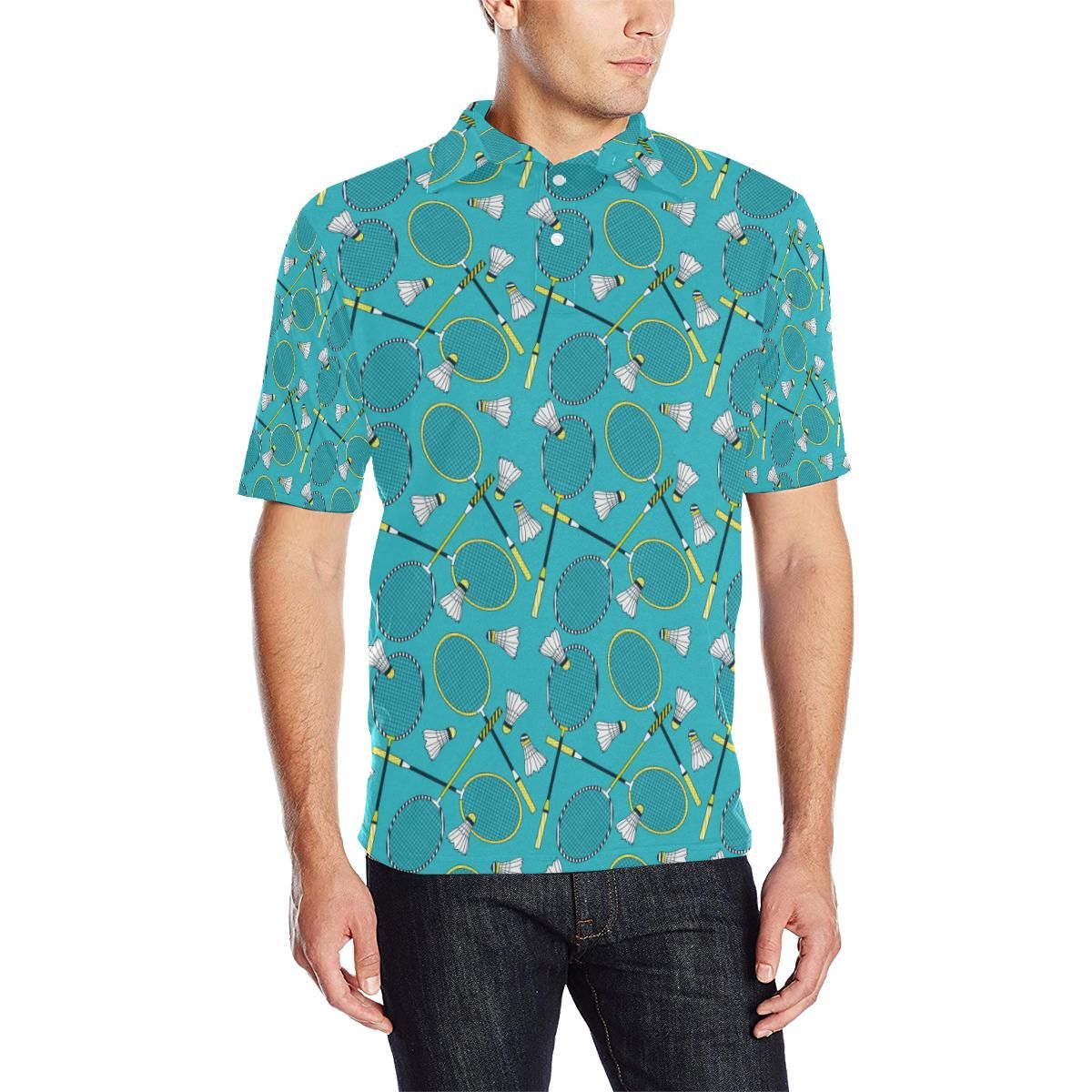 Badminton Pattern Print Design 06 Men Polo Shirt Badminton Pattern Print Design 06 Men Polo Shirt