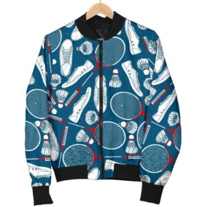 Badminton Print Pattern Women Casual Bomber Jacket