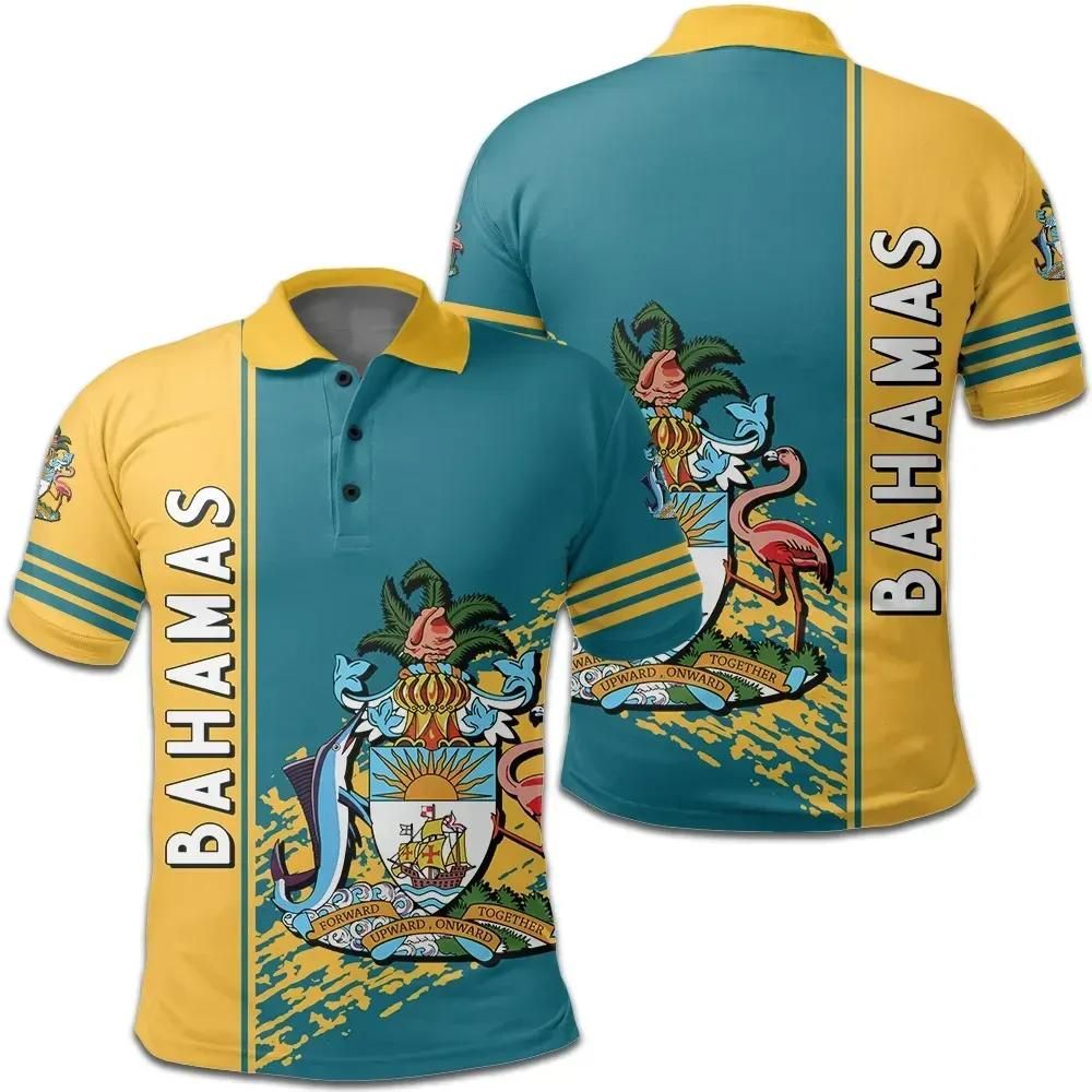 Bahamas Coat Of Arms Polo Shirt Quarter Style J7 Bahamas Coat Of Arms Polo Shirt Quarter Style J7
