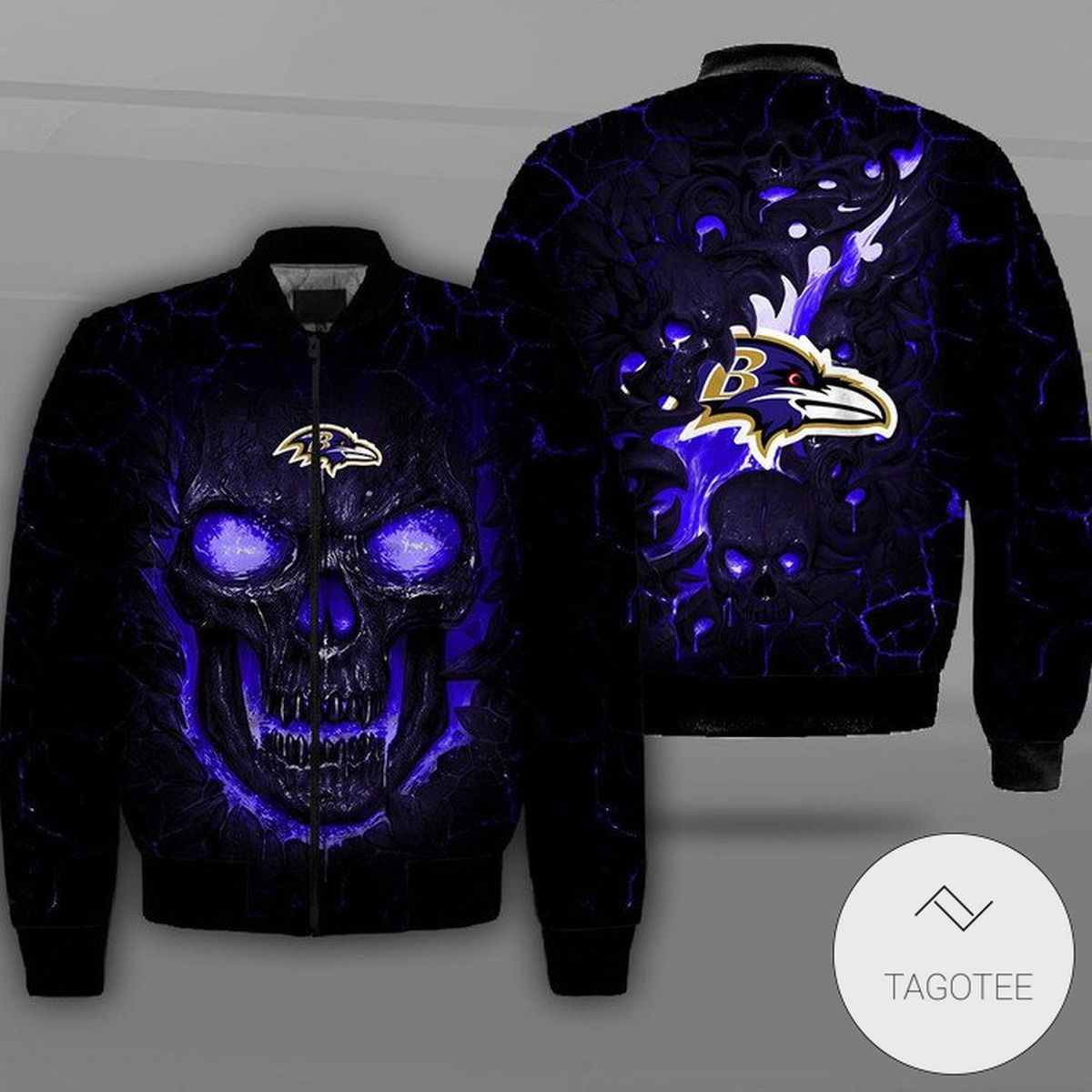 Baltimore Ravens Lava Skull Full Print Bomber Jacket Baltimore Ravens Lava Skull Full Print Bomber Jacket