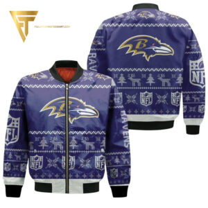 Baltimore Ravens Ugly Christmas Full Print Bomber Jacket