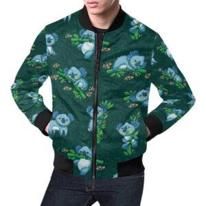 Bamboo Koala Pattern Print Mens Bomber Jacket