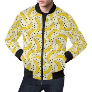 Banana Dot Pattern Print Mens Bomber Jacket