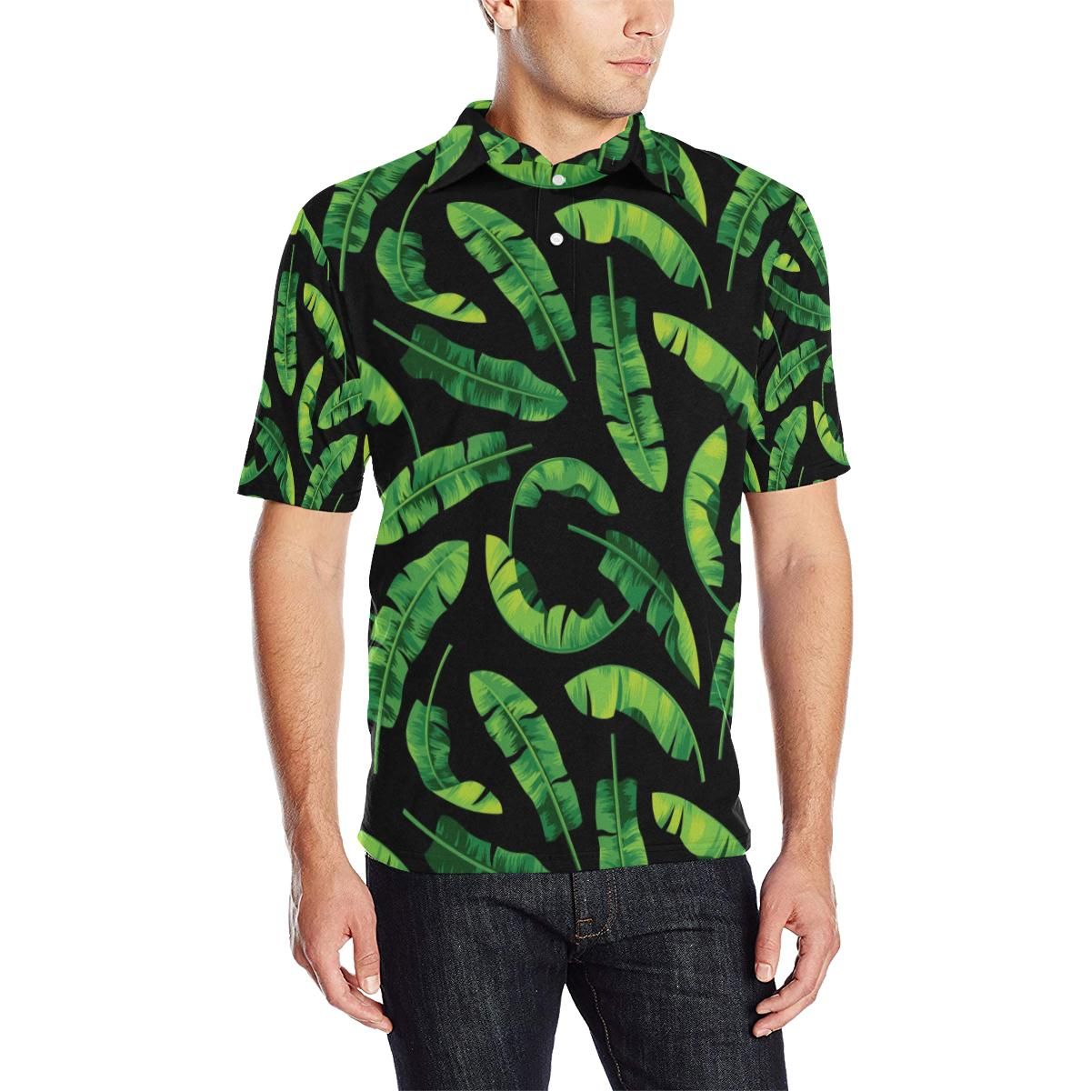 Banana Leaf Pattern Print Design Bl02 Men Polo Shirt Banana Leaf Pattern Print Design Bl02 Men Polo Shirt